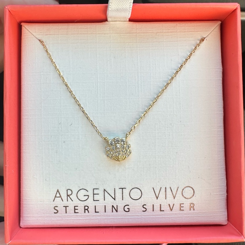 Argento Vivo Gold Necklace with Sparkling Pendant